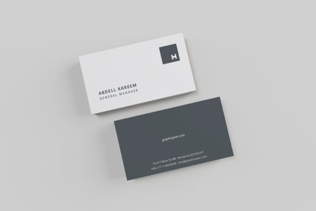 white and grey simplistic business card