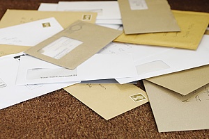 business envelopes provided to an organization through mailing services