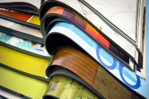 a pile of magazines close up