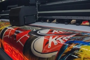 large printer printing brand banner