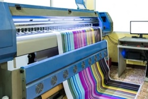 big printing machine during colorful printing