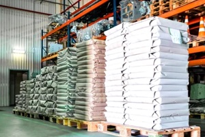 big warehouse with paper rolls and bulk printing material
