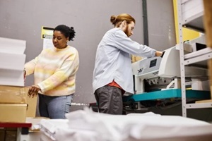 bulk printing workers working in the office